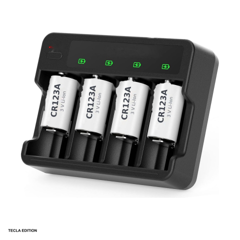 Energy - Incarcator Li-Ion pentru acumulatori reincarcabili 3 V tip CR123A si CR2, 4 canale de incarcare, fara acumulatori