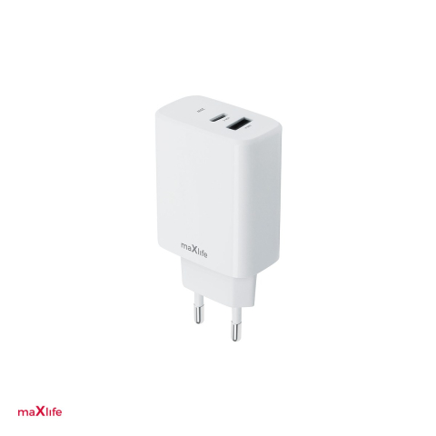 Accesorii IT - Incarcator Maxlife MXTC-10-20AC, PD QC 20 W, 1x USB-C + 1x USB, alb