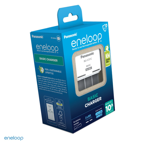 Energy - Incarcator Panasonic eneloop Basic Charger BQ-CC51E pentru acumulatori AA si AAA Ni-MH, 4 locuri, incarcare in perechi, fara acumulatori