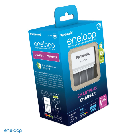 Energy - Incarcator Panasonic eneloop Smart & Quick Charger BQ-CC55E pentru acumulatori AA si AAA Ni-MH, 4 locuri cu incarcare individuala, incarcare rapida, LED-uri in 3 culori, fara acumulatori