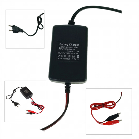 Incarcator pentru baterii cu gel si acid de 12V, conectare la priza retea, KF-K121500, 13447, negru cu rosu [4]