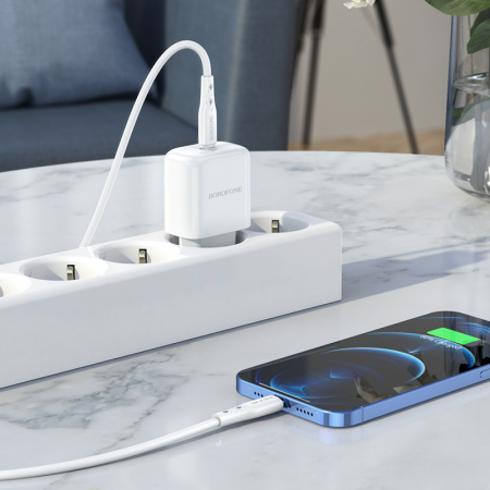Incarcator Retea Borofone BN3 Premium, Quick Charge, 20W, 1 X USB Tip-C, Alb [7]