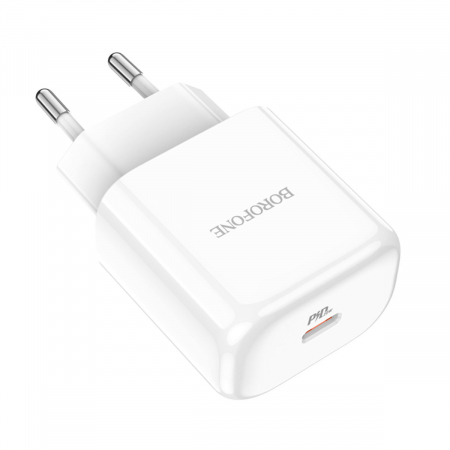 Incarcator Retea Borofone BN3 Premium, Quick Charge, 20W, 1 X USB Tip-C, Alb [2]