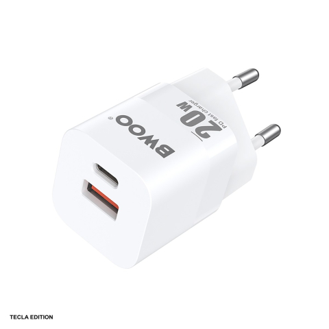 Accesorii smartphone - Incarcator priza BWOO CDA156, 20W, 1 x USB-A, 1 x USB-C, Power Delivery, Alb