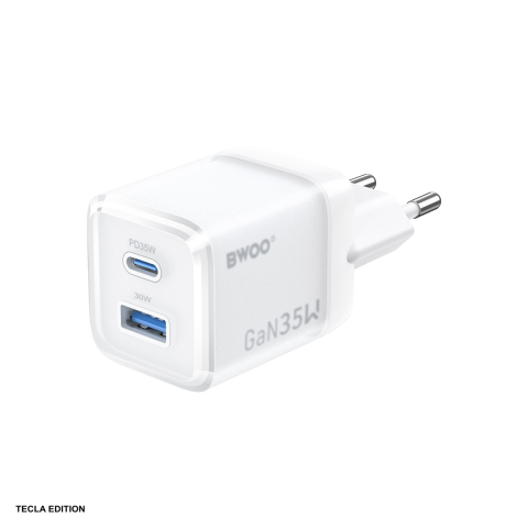 Accesorii IT - Incarcator priza BWOO CDA222, 35W, 1 x USB-A, 1 x USB-C, Power Delivery, GaN, Alb