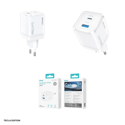 Incarcator priza BWOO CDA224, 70W, 1 x USB-A, 1 x USB-C, Quick Charge, GaN, Alb [3]