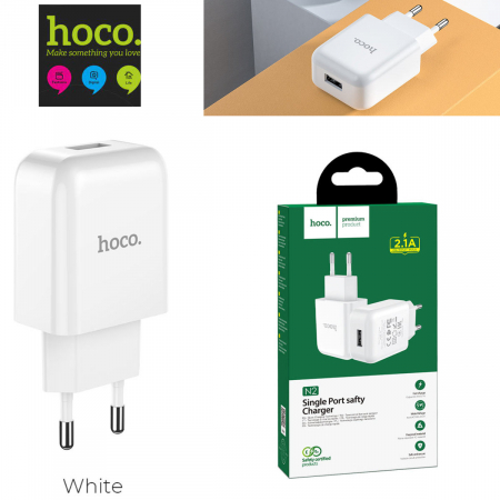 Incarcator priza EU, HOCO N2 Vigour, Fast Charge, 5V / 2.1 A, 1 x USB, alb [3]