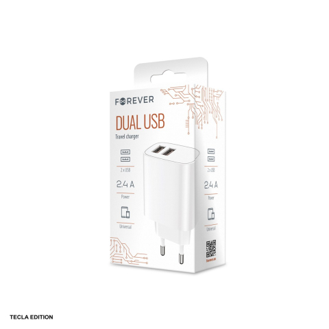 Incarcator priza Forever LS-03, 2.4A, 2 x USB-A, Quick Charge, Alb [3]