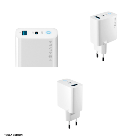 Incarcator priza Forever TC-06-45AC, 45W, 1 x USB-C, 1 x USB-A, Power Delivery, Quick Charge, GaN, Alb [3]