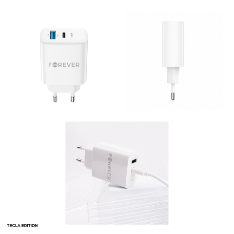 Incarcator priza Forever TC-07-30AC, 30W, 1 x USB-C, 1 x USB-A, Power Delivery, Quick Charge, Alb [3]