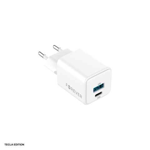 Accesorii smartphone - Incarcator priza Forever TC-08-20AC, 20W, 1 x USB-C, 1 x USB-A, Power Delivery, Quick Charge, GaN, Alb