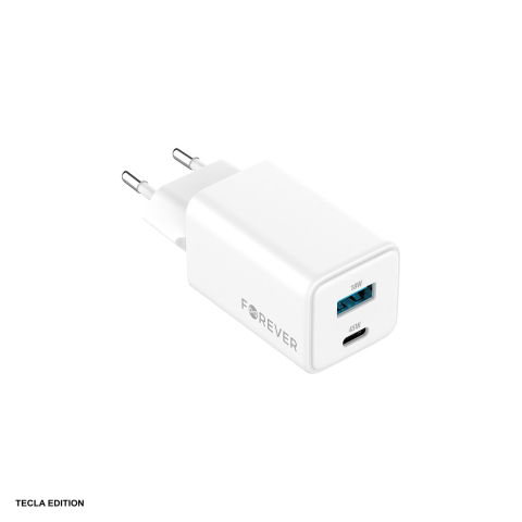 Accesorii IT - Incarcator priza Forever TC-08-45AC, 45W, 1 x USB-C, 1 x USB-A, Power Delivery, Quick Charge, GaN, Alb
