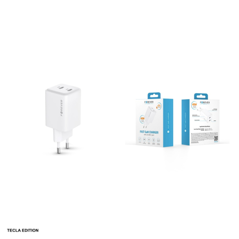 Incarcator priza Forever TC-08-45CC, 45W, 2 x USB-C, Power Delivery, GaN, Alb [3]