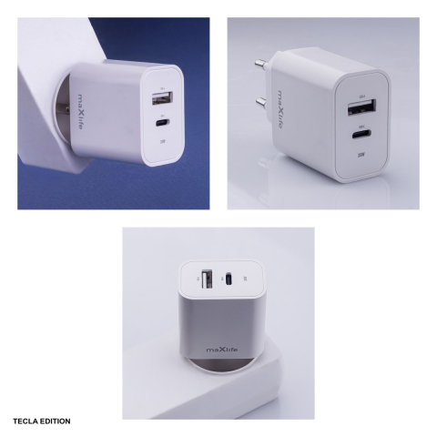 Incarcator priza Maxlife MXTC-06-25AC, 25W, 1 x USB-C, 1 x USB-A, Power Delivery, Quick Charge, Alb [3]