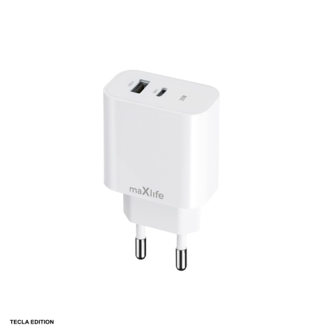 Accesorii IT - Incarcator priza Maxlife MXTC-06-25AC, 25W, 1 x USB-C, 1 x USB-A, Power Delivery, Quick Charge, Alb