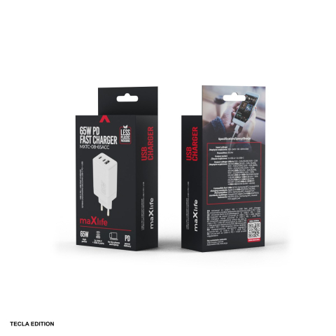 Incarcator priza Maxlife MXTC-08-65ACC, 65W, 2 x USB-C, 1 x USB-A, Power Delivery, Quick Charge, Alb [6]