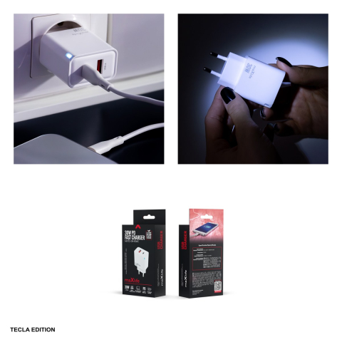 Incarcator priza Maxlife MXTC-09-30AC, 30W, 1 x USB-C, 1 x USB-A, Power Delivery, Quick Charge, GaN, Alb [4]