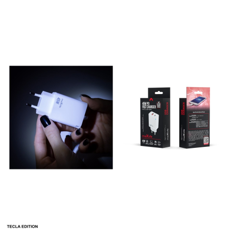 Incarcator priza Maxlife MXTC-09-45AC, 45W, 1 x USB-C, 1 x USB-A, Power Delivery, Quick Charge, GaN, Alb [4]