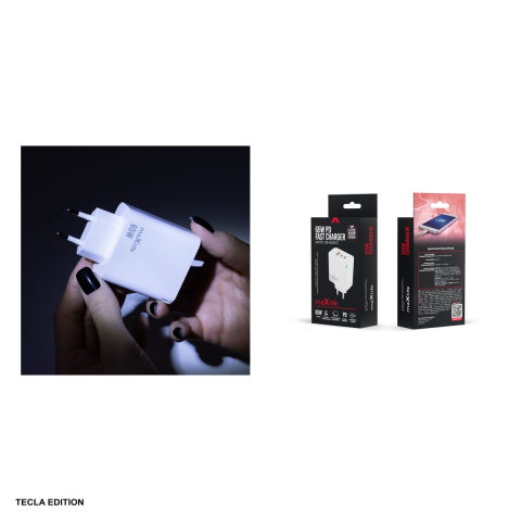 Incarcator priza Maxlife MXTC-09-65ACC, 65W, 2 x USB-C, 1 x USB-A, Power Delivery, Quick Charge, GaN, Alb [4]