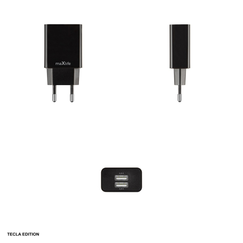 Incarcator priza Maxlife MXTC-12, 4.8A, 2 x USB-A, Quick Charge, Negru [3]