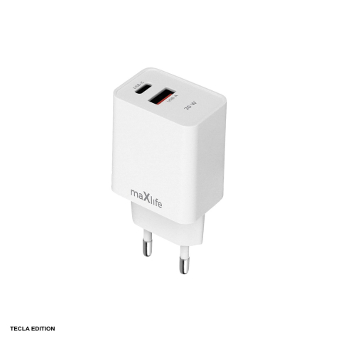 Accesorii IT - Incarcator priza Maxlife MXTC-13-20AC, 20W, 1 x USB-C, 1 x USB-A, Power Delivery, Quick Charge, Alb