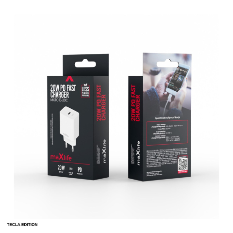 Incarcator priza Maxlife MXTC-13-20C, 20W, 1 x USB-C, Power Delivery, Quick Charge, Alb [4]