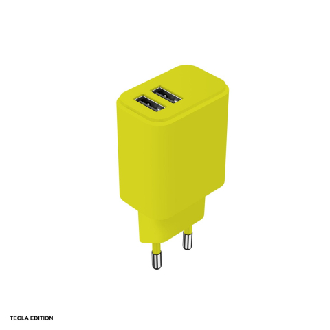 Accesorii smartphone - Incarcator priza Setty LSIM-AA-1211, 2.4A, 2 x USB-A, Quick Charge, Galben lime