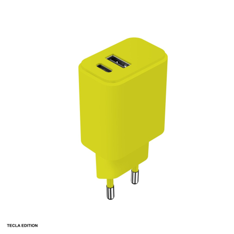 Accesorii smartphone - Incarcator priza Setty LSIM-AC-2011, 20W, 1 x USB-A, 1 x USB-C, Galben lime