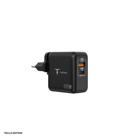 Incarcator priza retea - Incarcator priza T-Phox Mega, 65W, 1 x USB-A, 1 x USB-C, Power Delivery, GaN, Negru