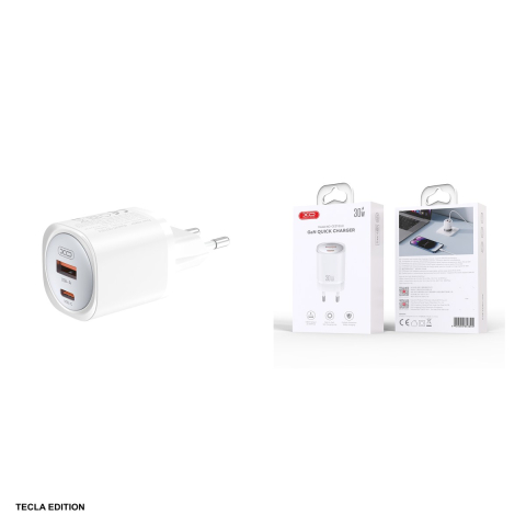 Incarcator priza XO CE21, 30W, 1 x USB-C, 1 x USB-A, Power Delivery, Alb [3]