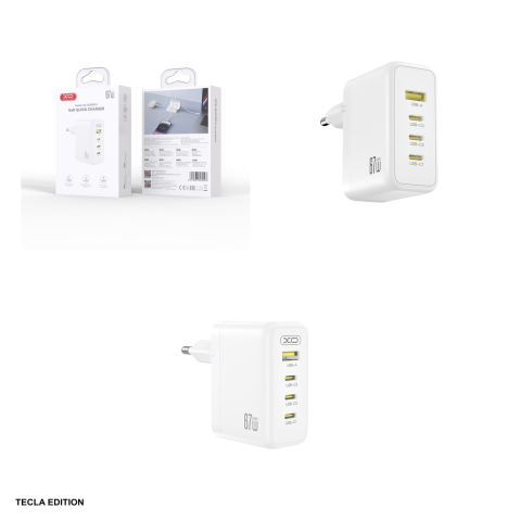 Incarcator priza XO CE39, 67W, 3 x USB-C, 1 x USB-A, Power Delivery, Alb [4]