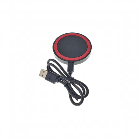 Incarcator Qi Wireless, 70x10mm, 5V 1 A, negru cu rosu [5]