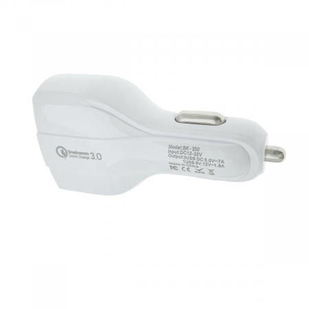 Incarcator rapid auto 35W, cu 3 porturi, USB tip C, USB QC 3.0 si USB 3.5A, 12 - 32 V, cu protectie, alb [4]