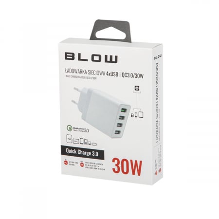 Incarcator rapid de perete QC 3.0, 30W, 5.4A, 4xUSB, Blow 11760, 100-240V, alb [4]
