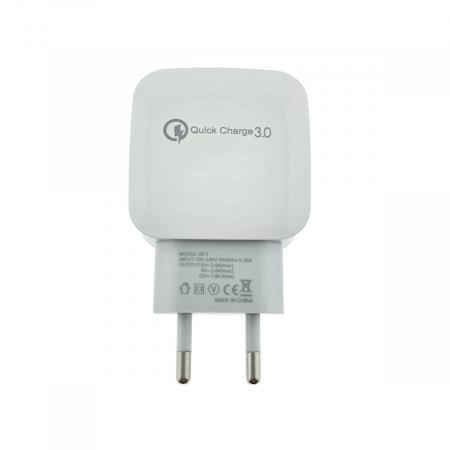 Incarcator rapid de retea, cu un port USB, QC 3.0, 3.4A, alb [2]