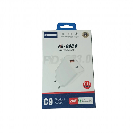 Incarcator rapid de retea port USB tip C PD 20W, port USB-A QC3.0, Jellico C9, Alb [2]