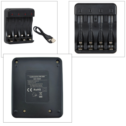 Incarcator rapid USB-C XN-108 pentru 4 baterii AA/AAA - Cu indicator LED si protectii multiple, alimentare USB, compact [4]