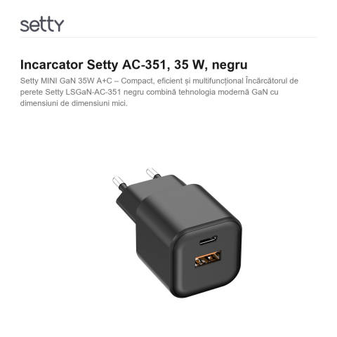 Incarcator Setty AC-351, 35 W, negru [1]