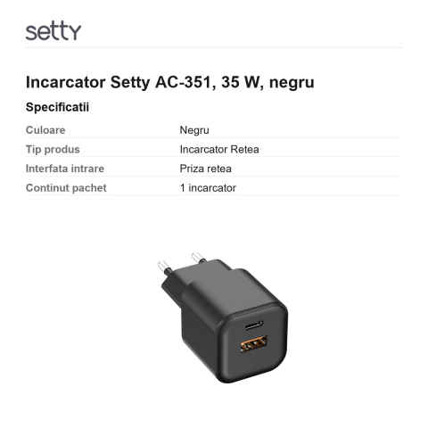 Incarcator Setty AC-351, 35 W, negru [2]
