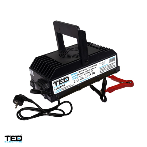 Incarcator smart Fast TED Electric TED009005 pentru baterii LiFePO4 12 V, tensiune de incarcare 14,6 V, 40 A, 584 W, incarcare in 3 etape, 295 x 122 x 84,6 mm [0]