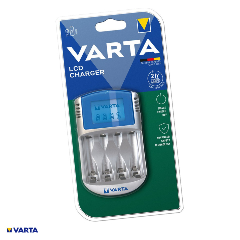 Energy - Incarcator VARTA LCD Charger 57070 201 401 pentru acumulatori AA si AAA Ni-MH, 4 locuri, alimentare de la priza, auto 12 V sau USB, display LCD, fara acumulatori