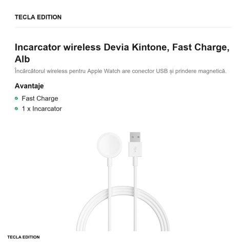 Incarcator wireless Devia Kintone, Fast Charge, Alb [1]