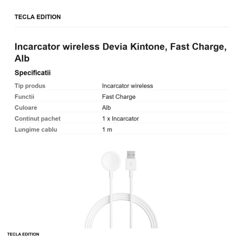 Incarcator wireless Devia Kintone, Fast Charge, Alb [2]