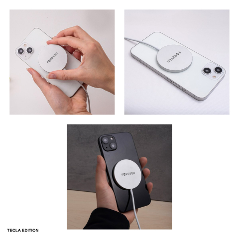 Incarcator wireless Forever MAWC-100, 15W, Fast Charge, Gri [4]