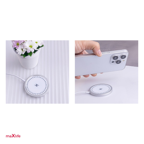 Incarcator wireless Maxlife MXWC-05, 15 W, cablu 1m, alb [4]