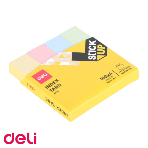 Index adeziv hartie Deli, 4 culori pastel, 19x76mm, 100 file/culoare, pentru organizare rapida documente [3]