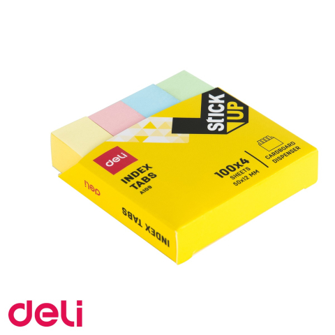 Index adeziv hartie Deli, 4 culori pastelate, 12x50mm, 100 file/culoare, pentru organizare rapida documente [4]