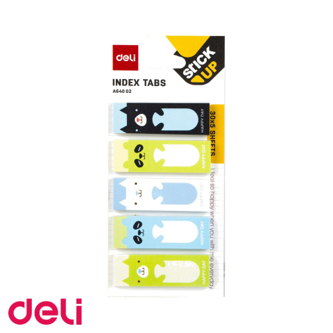 Notes, Post-it si cuburi de hartie - Index adeziv hartie Deli, modele animale si buline, 45x15mm, 30 file, repozitionabil