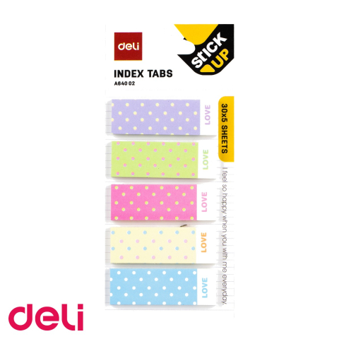 Index adeziv hartie Deli, modele animale si buline, 45x15mm, 30 file, repozitionabil [3]