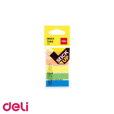 Notes, Post-it si cuburi de hartie - Index adeziv plastic Deli, 5 culori, 12x44mm, pentru organizare documente si dosare